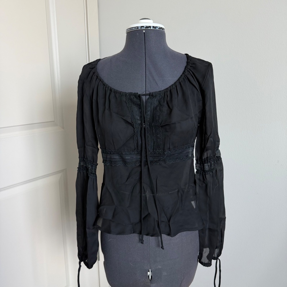 Vintage Y2K XOXO Milkmaid Sheer Lace Detail Top Women's Size Small